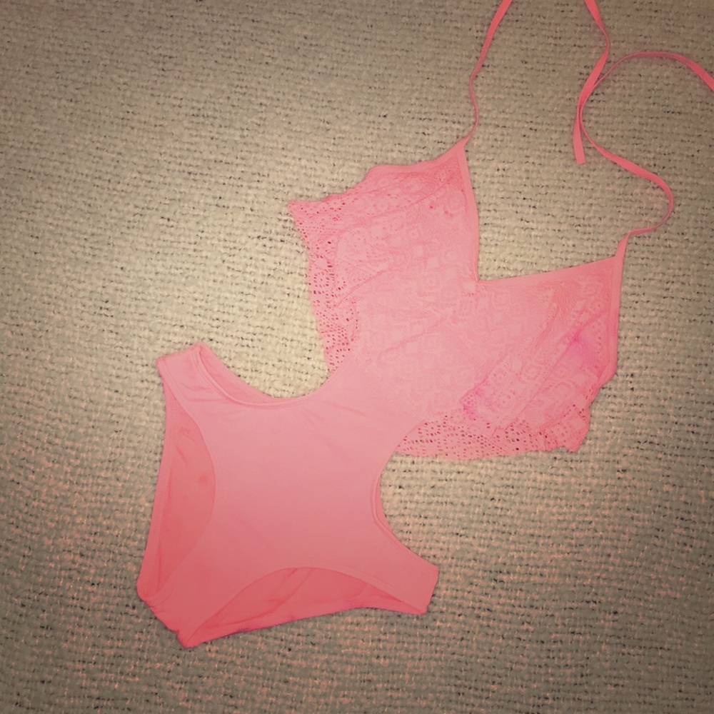 One piece coral pink swimsuit